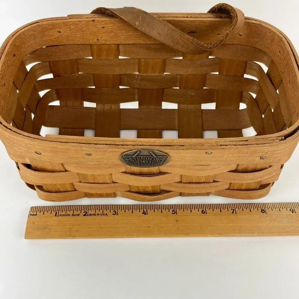 Peterboro Basket Co Small Storage Bicycle Basket with Leather Loop